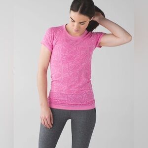 lululemon athletica Pink Short Sleeve Rose Patterned Swiftly